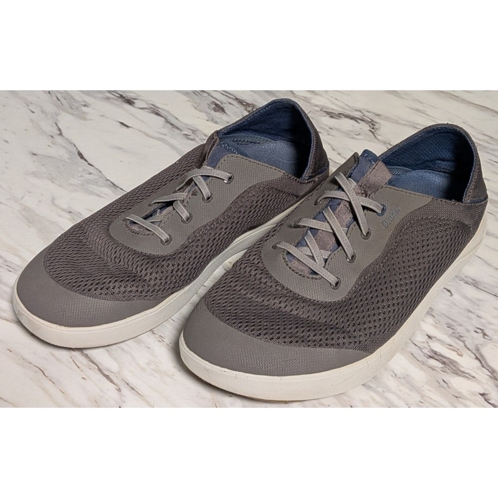 Olukai Men's Moku Pae Gray Mesh No-Tie Laces Low Top‎ Sneakers Size 10